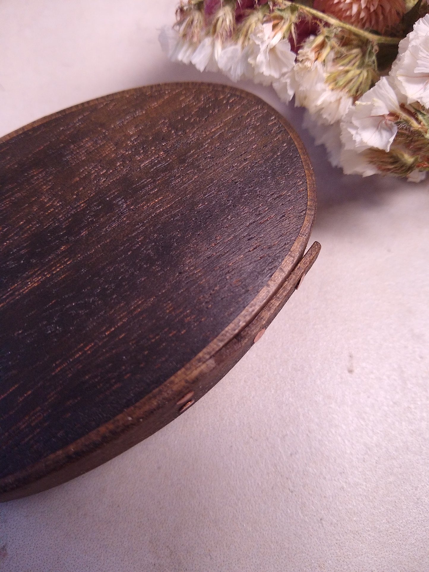 Size #0 Shaker Oval Box - Oxidized Maple with Mahogany Lid - Handmade in Toronto