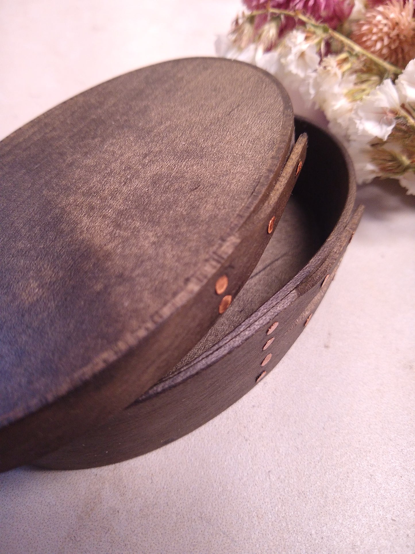 Size #0 Shaker Oval Box - Oxidized Maple - Handmade in Toronto