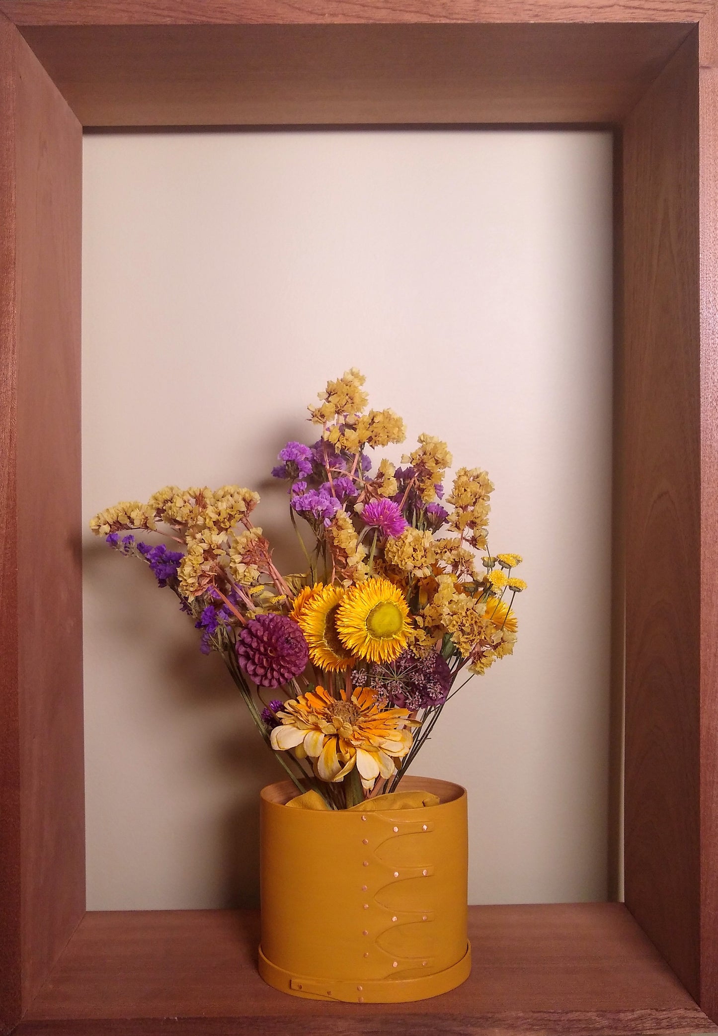 Handpainted and Handmade Shaker-style Display Box/Vase - Garden Yellow Milk Paint, Size #1, 4" Tall