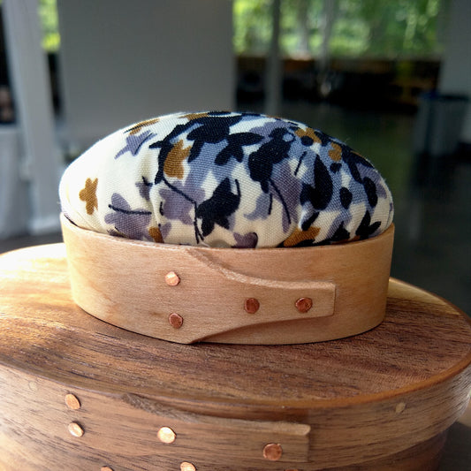 Shaker Box Pincushion - Blue Floral Pattern