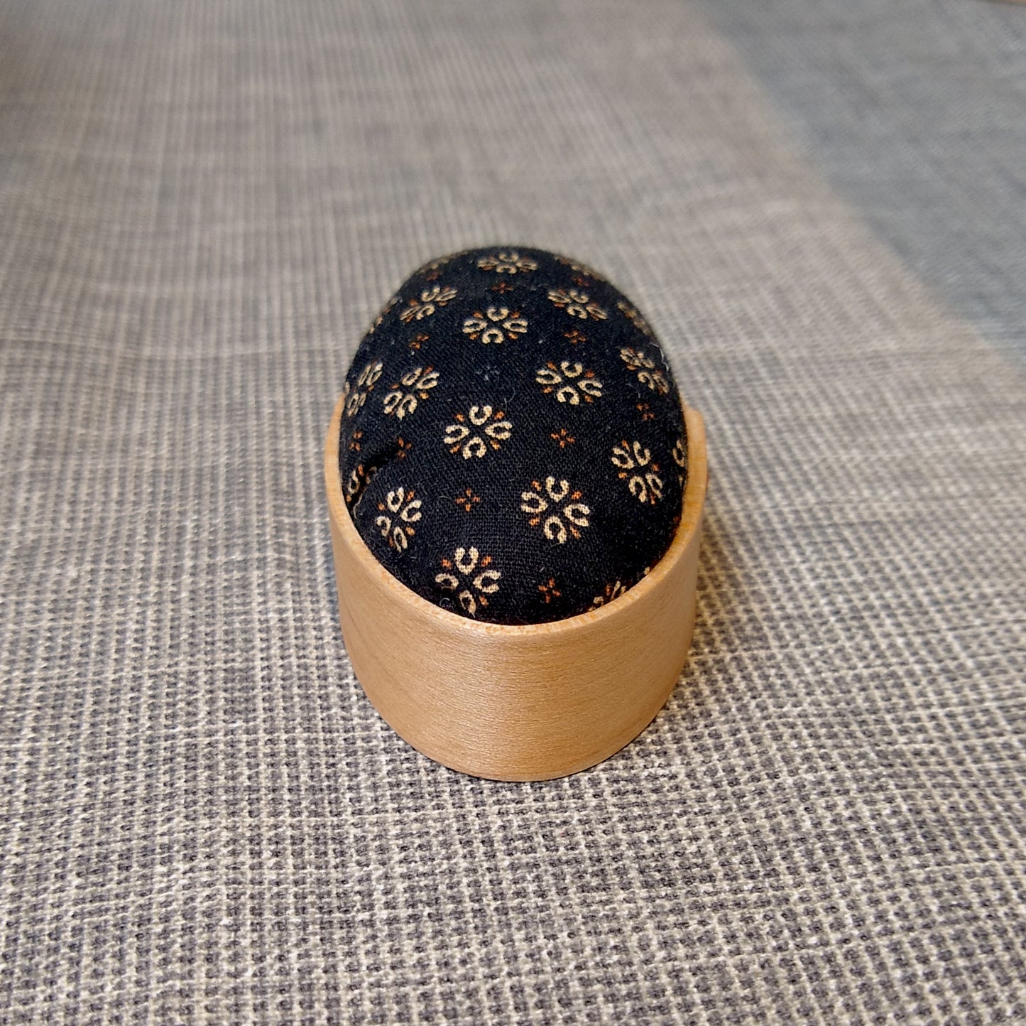 Shaker Box Pincushion - Black with Printed Pattern