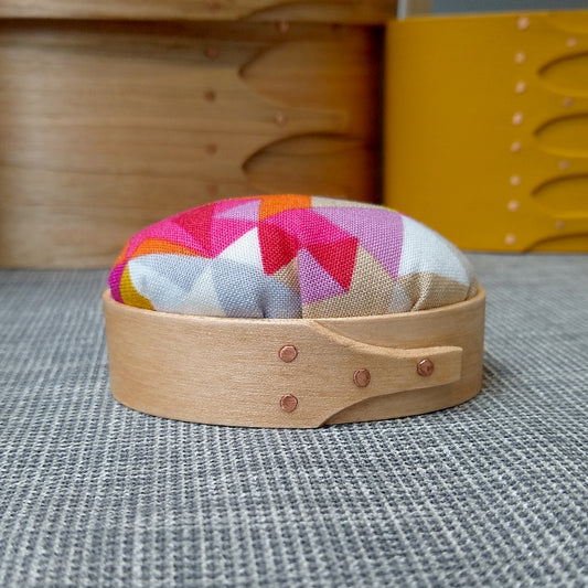Shaker Box Pincushion - Pink Printed Pattern